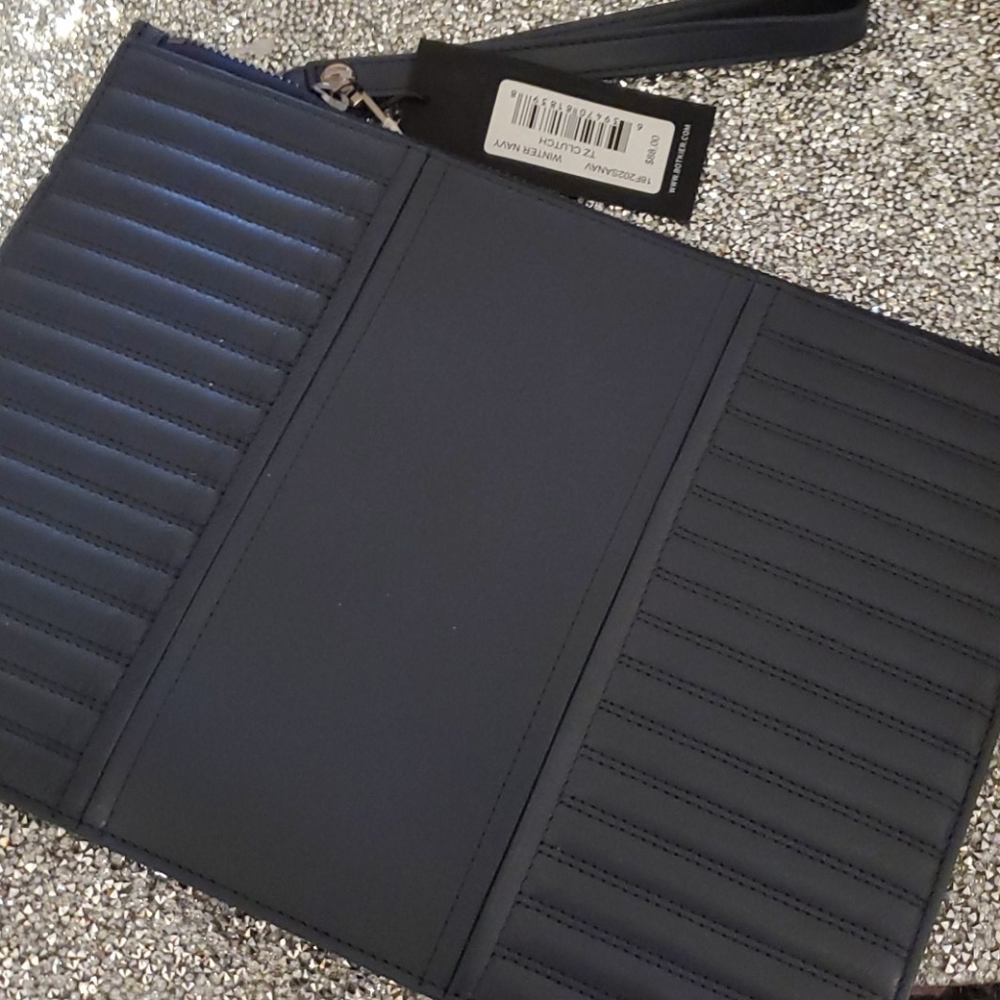 Botkier navy blue leather wristlet